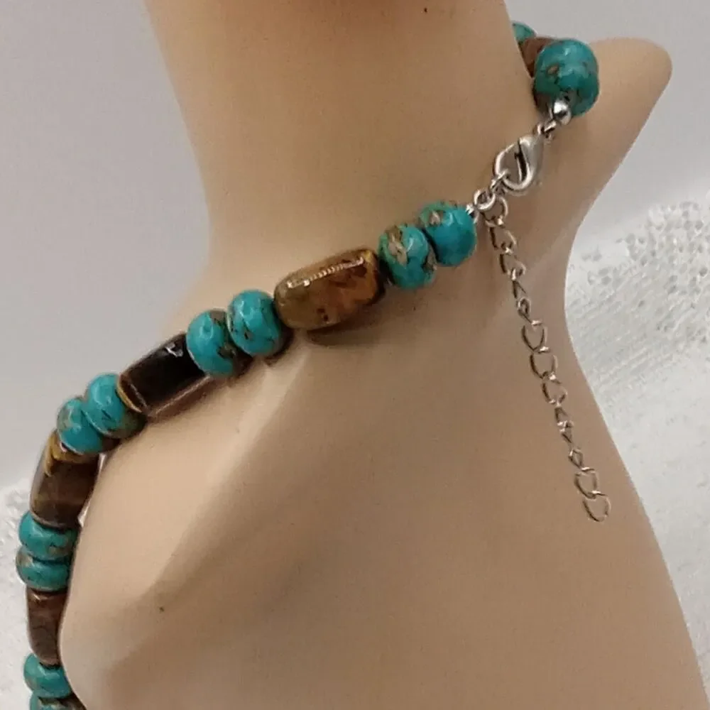 Necklace Tiger Eye Turquoise Beads Polished Gemstone Mixed Stone